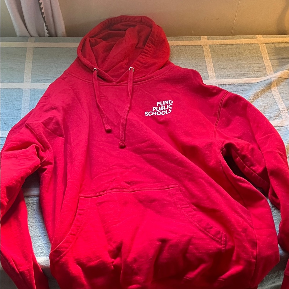 Red Hoodie with Fund Public Schools Print